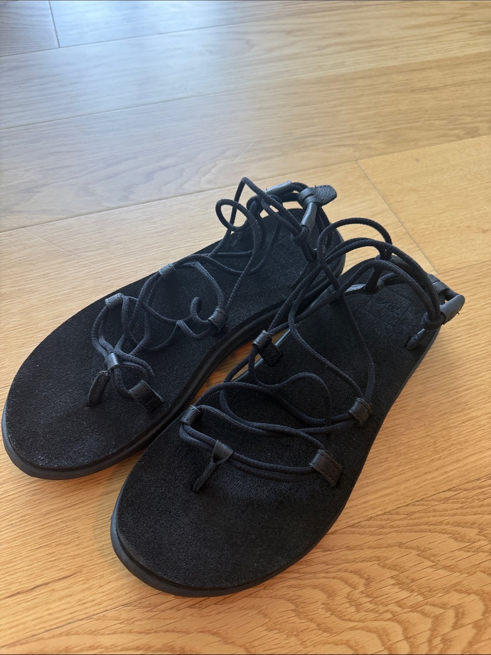 Teva Black Lace-Up Suede Gladiator Sandals